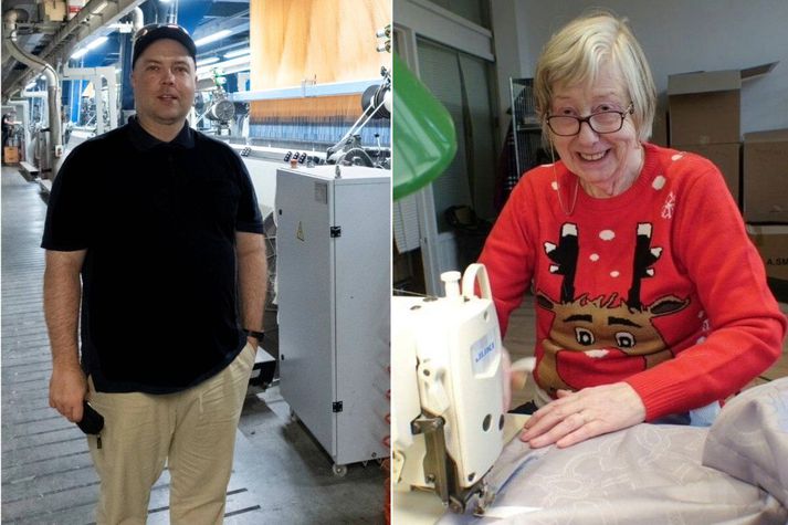 Björn Þór Heiðdal er eigandi Rúmföt.is. Magga saumakona saumar rúmföt úr flottustu sængurfataefnum í heimi.