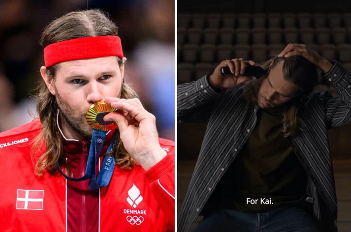 Mikkel Hansen vann öll sín helstu afrek með sítt hár og ennisband. Nú hefur hann rakað allt hárið af, fyrir pabba sinn og öll þau sem greinst hafa með krabbamein.