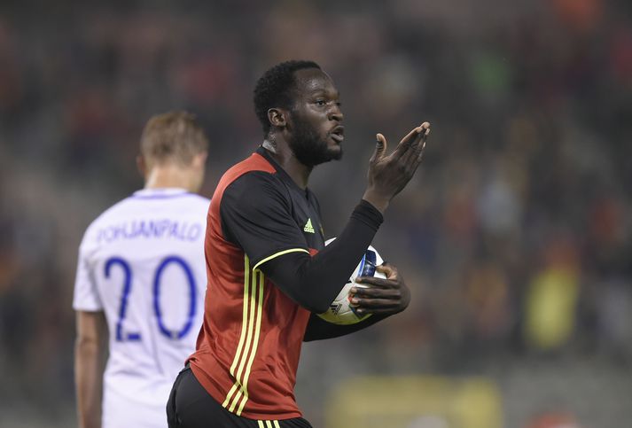 Lukaku fagnar jöfnunarmark Belga.