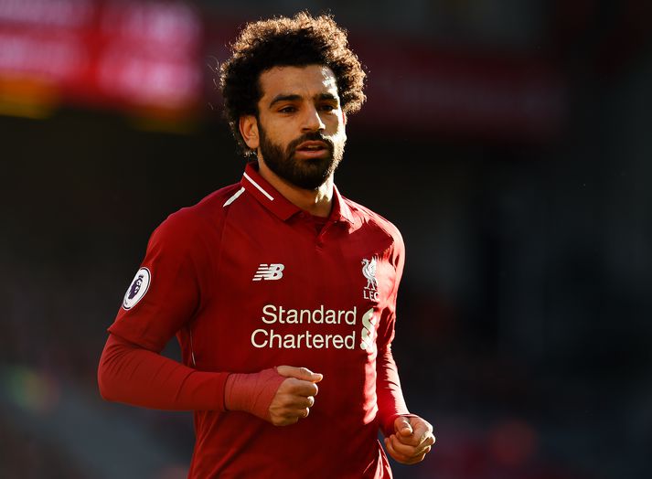 Salah fagnar einu af fjölmörgum mörkum sínum í Liverpool.