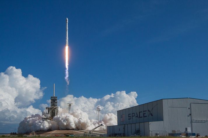 Frá fyrra geimskoti SpaceX.
