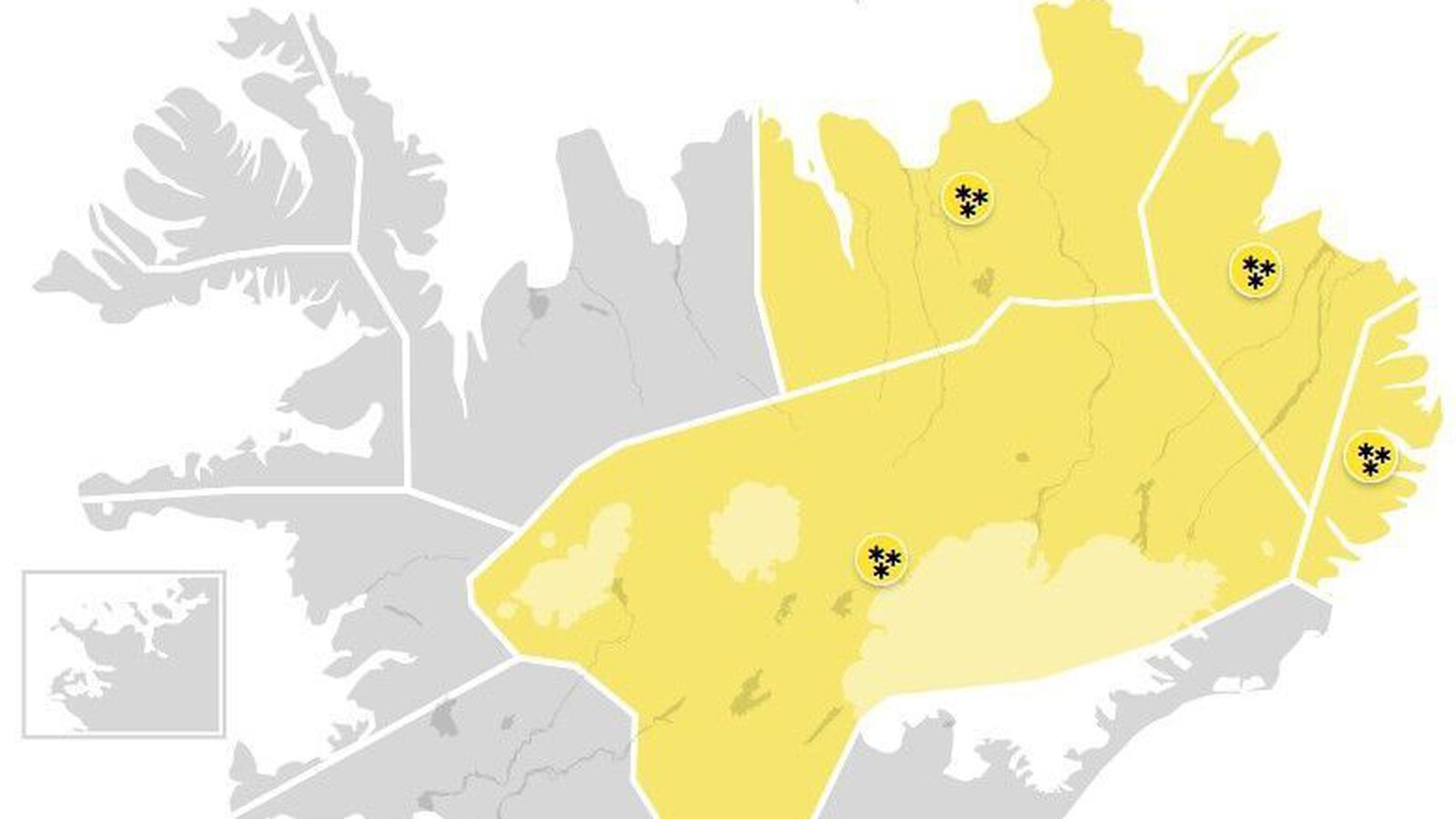 Gular við­varanir vegna snjó­komu