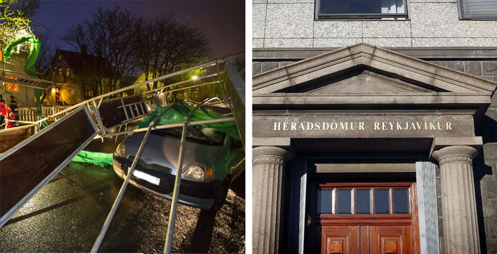 Drengurinn klemmdist á milli hæða vinnupalls þegar hann féll saman.