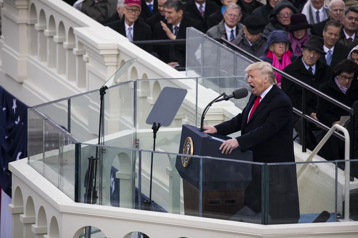 Donald Trump sór embættiseið sem 45. forseti Bandaríkjanna þann 20. janúar 2017.