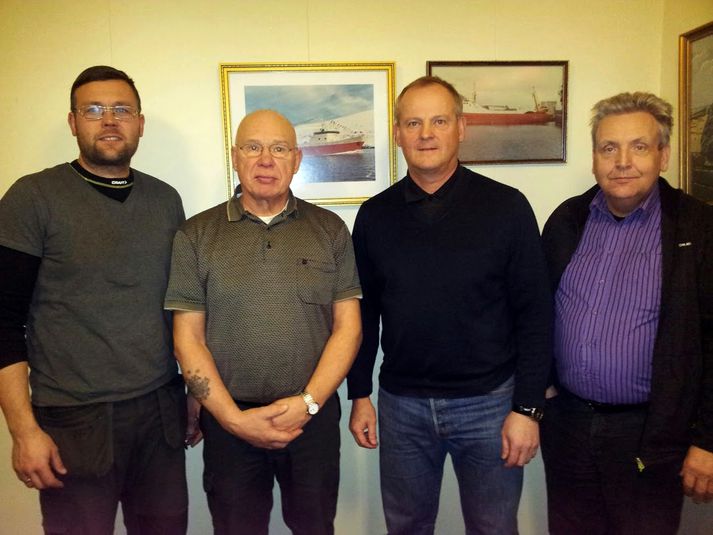 Frá vinstri: Kristján Hauksson, framkvæmdastjóri Kristbjargar; Björn Kjartansson, Pétur Björnsson, stjórnarformaður Ísfells, og Þorbjörn Sigurðsson. Kristján, Björn og Þorbjörn eru fyrrverandi eigendur Kristbjargar.