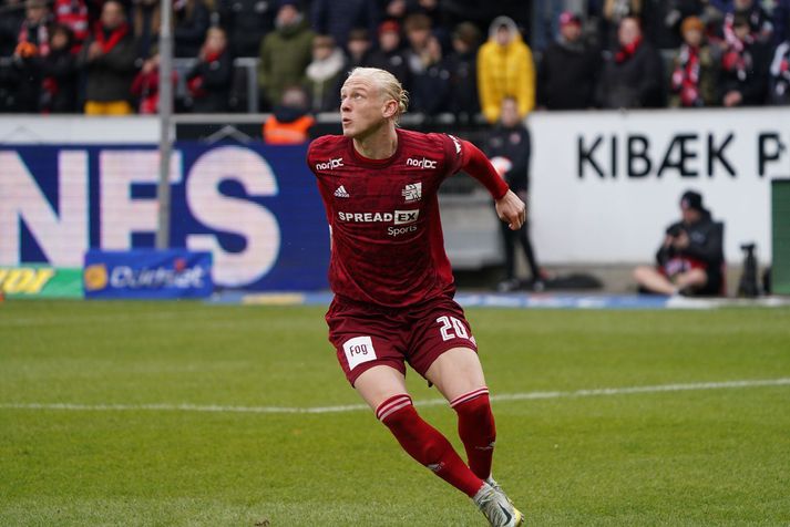 Kolbeinn Birgir kom Lyngby 2-0 yfir í kvöld. Því miður dugði það ekki til sigurs.