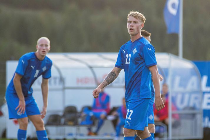 Ágúst Eðvald Hlynsson í leik með U-21 árs landsliði Íslands.