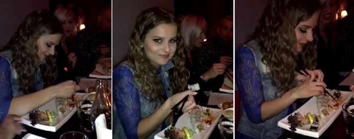 María var ekkert alltof hrifin af sushi bitunum sínum.