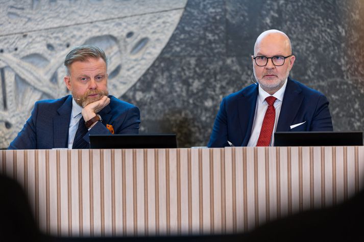Ásgeir Jónsson, seðlabankastjóri og formaður peningastefnunefndar, og Þórarinn G. Pétursson, varaseðlabankastjóri peningastefnu.
