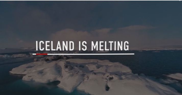 Yfirskrift myndbandsins er "Ísland er að bráðna“