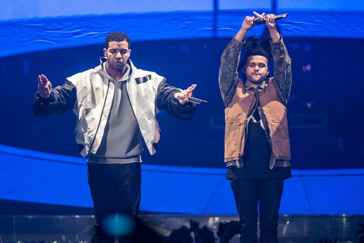 Drake og The Weeknd á tónleikum árið 2014.