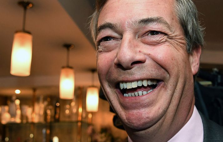Farage var ekki hlátur í huga eftir að hann varð fyrir mjólkurhristingsfyrirsáti í Newcastle. Myndin er úr safni.