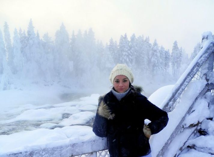 Frostið í Svíþjóð fór niður í 39 stig á Celsíus um helgina og þá frusu augnlokin á Hallberu næstum því saman.