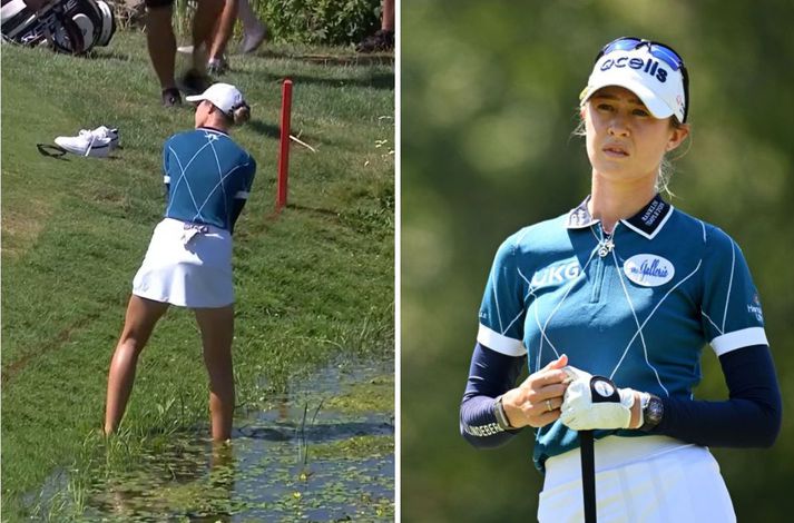 Nelly Korda fór ótroðnar slóðir til að þurfa ekki að taka á sig víti.