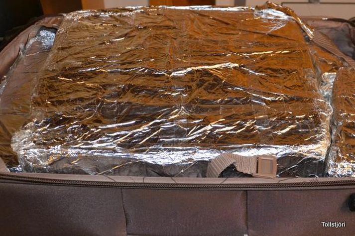 Efnin voru falin í ferðatösku.