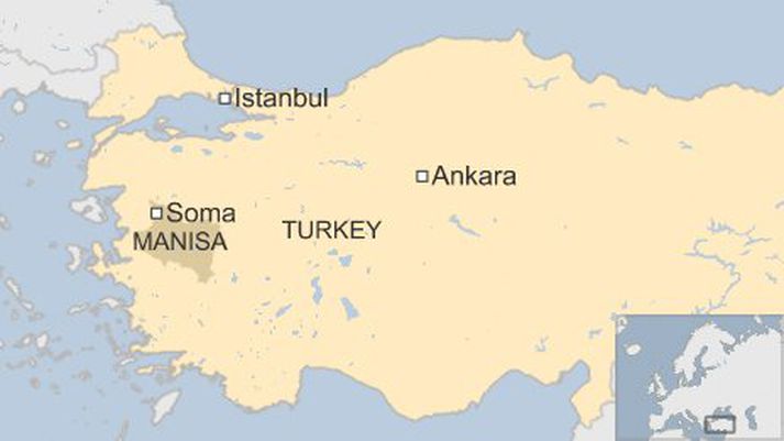 Slysið átti sér stað í Soma, um 250 kílómetra suður af Istanbul.