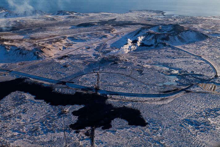 Mynd úr safni af hrauninu úr síðasta eldgosi. 