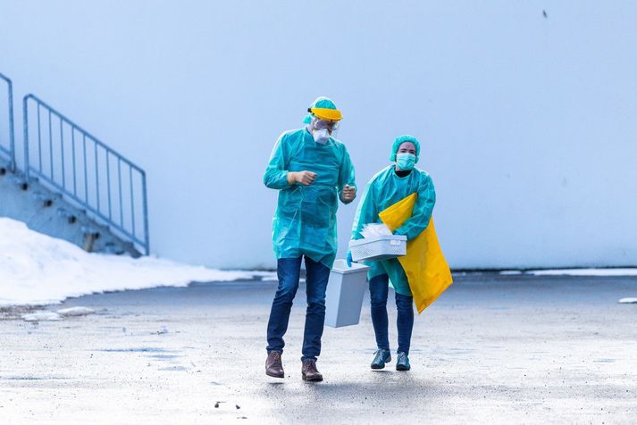 Skimun fyrir kórónaveirunni hjá Heilsugæslunni Höfða.