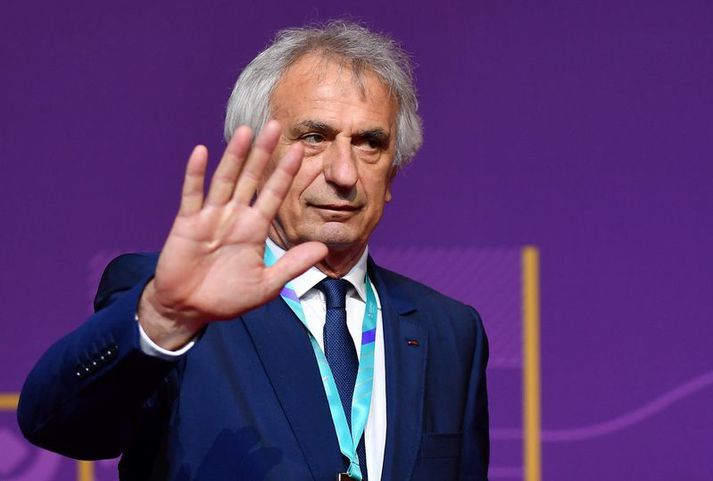 Vahid Halilhodzic þegar dregið var í riðla fyrir heimsmeistaramótið í Katar.