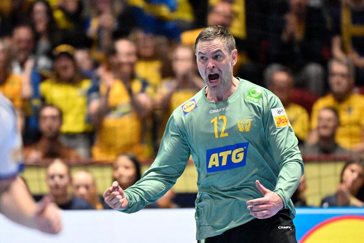 Palicka í leik á Evrópumótinu með landsliði Svía