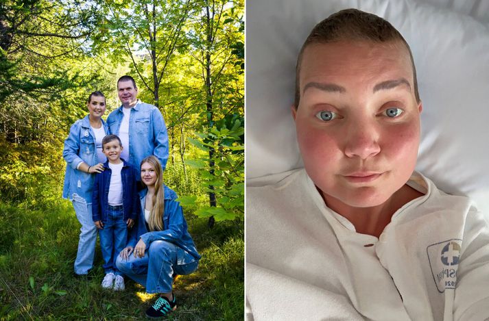 Dagný Ósk ásamt eiginmanni sínum Kristni og börnunum Kristófer og Emilíu. Hún hefur barist við krabbamein í nokkur ár en allri meðferð hefur verið hætt.