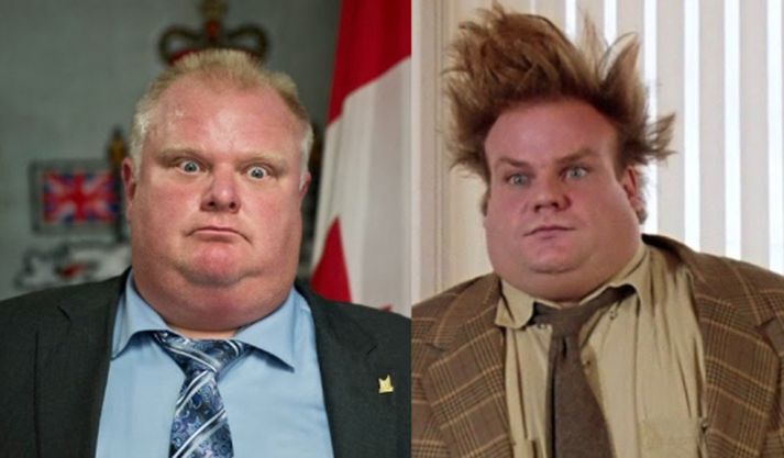 Rob Ford og Chris Farley eru nauðalíkir.