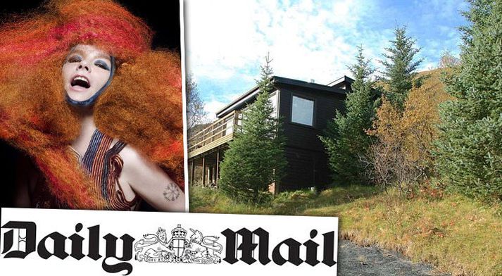 Fréttir af því að sumarbústaður Bjarkar við Þingvallavatn sé til sölu hafa nú ratað í breska fjölmiðla.