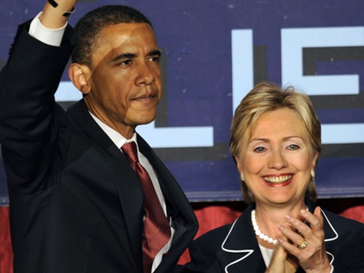 Hillary og Obama saman á fjáröflunarsamkomu 10. júlí í New York. MYND/AFP