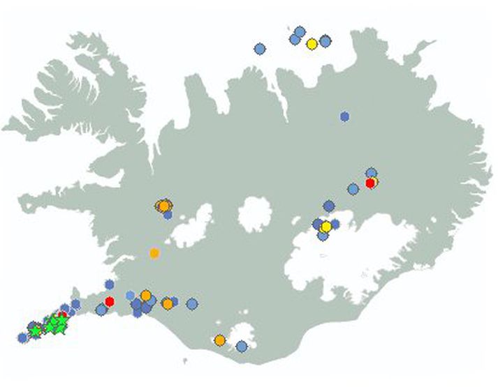 Töluverð skjálftavirkni hefur verið við Eldey að undanförnu. Mynd/ Veðurstofan.