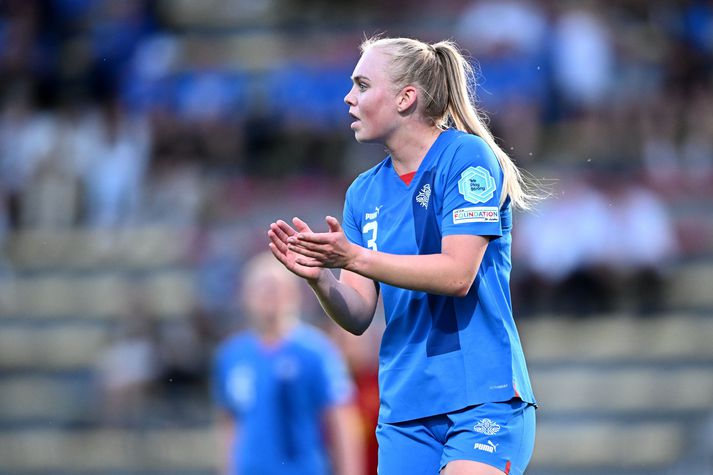 Jakobína Hjörvarsdóttir í leik á lokamóti EM með U-19 ára landsliðinu.