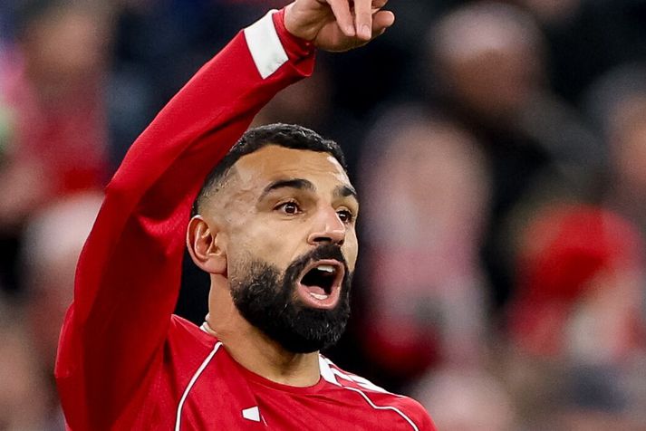 Mohamed Salah svekkir sig í jafntefli Liverpool á móti Sunderland á Anfield í kvöld.