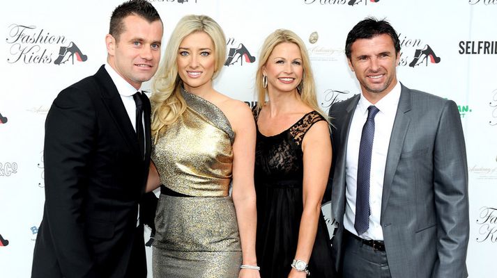 Gary Speed með konu sinni Louise og Shay Given og konu hans.