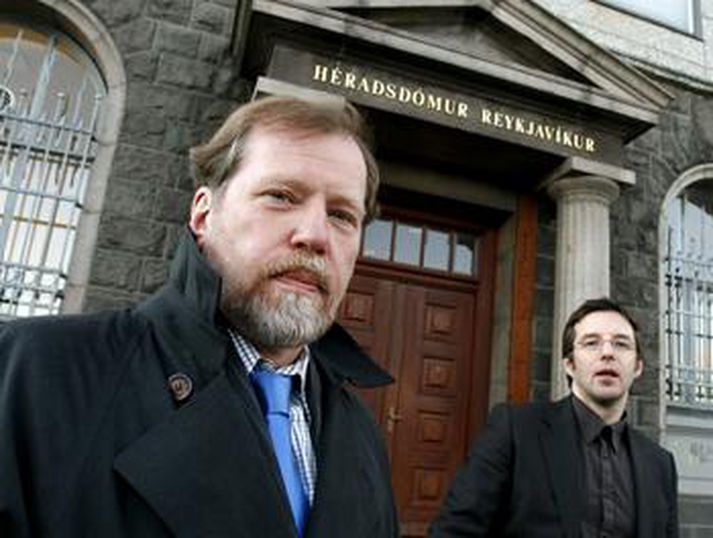Ingimundur Kjarval, barnabarn listmálarans Jóhannesar Kjarvals, við Héraðsdóm Reykjavíkur í dag.