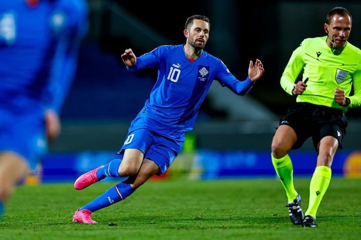 Gylfi Þór Sigurðsson sneri aftur á Laugardalsvöll með landsliðinu í kvöld, í fyrsta sinn í þrjú ár.