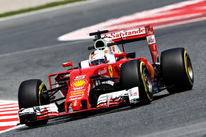 Vettel sýndi mátt Ferrari í dag.