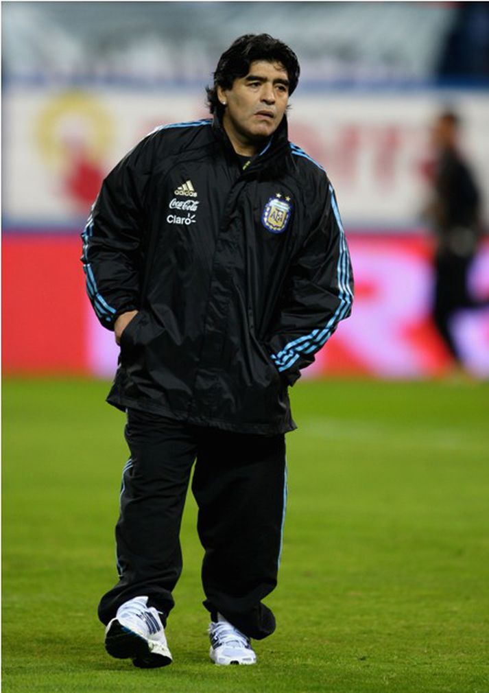 Diego Maradona var ekki viðstaddur dráttinn í dag.