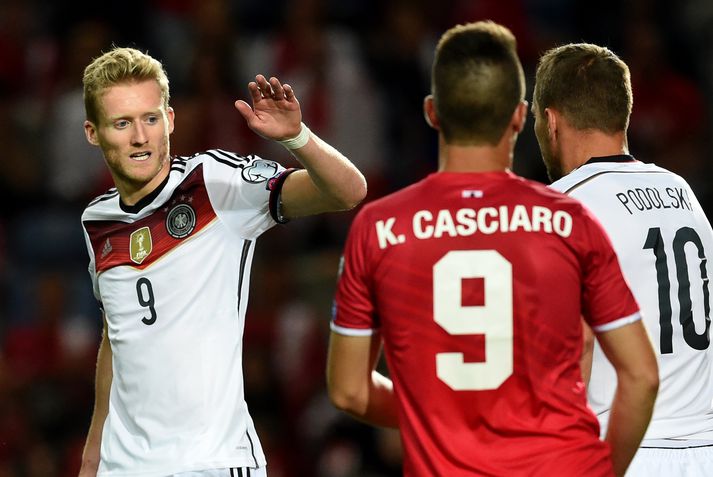 Andre Schurrle sést hér fagna einu af þremur mörkum sínum í leiknum.
