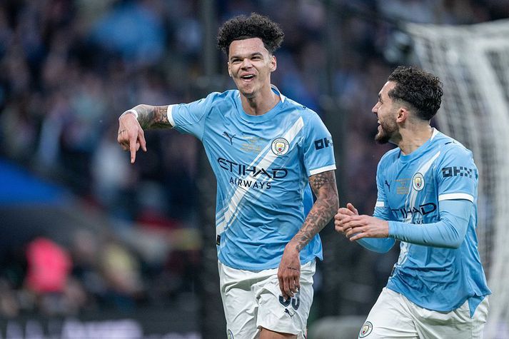 Nico O'Reilly var maður leiksins á Wembley í dag, með tvö mörk.