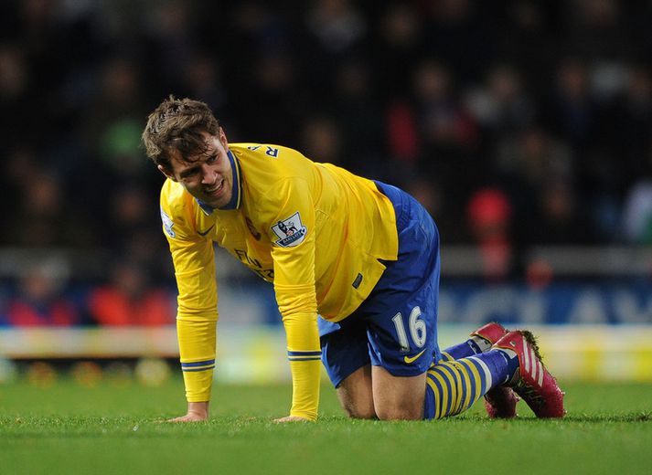 Ramsey eftir að hann meiddist í leiknum gegn West Ham.