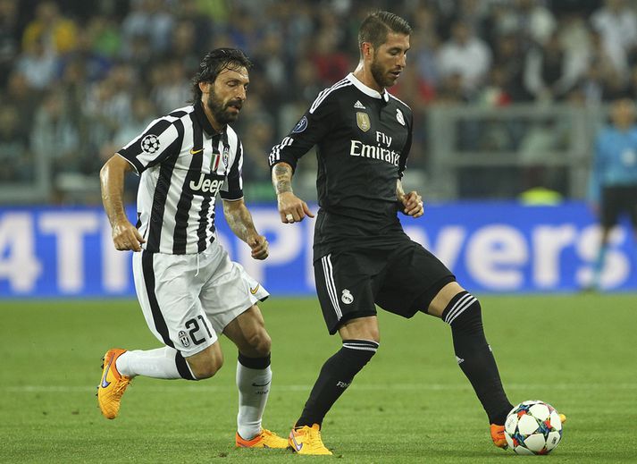 Sergio Ramos átti ekki mikið í Andrea Pirlo og félaga á miðjunni hjá Juventus.