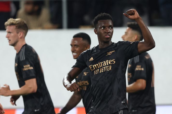 FC Zürich v Arsenal FC: Group A - UEFA Europa League ST GALLEN, SWITZERLAND - SEPTEMBER 08: Eddie Nketiah of Arsenal celebrates after scoring their team's second goal during the UEFA Europa League group A match between FC Zürich and Arsenal FC at Kybunpark on September 08, 2022 in St Gallen, Switzerland. (Photo by Christian Kaspar-Bartke/Getty Images)