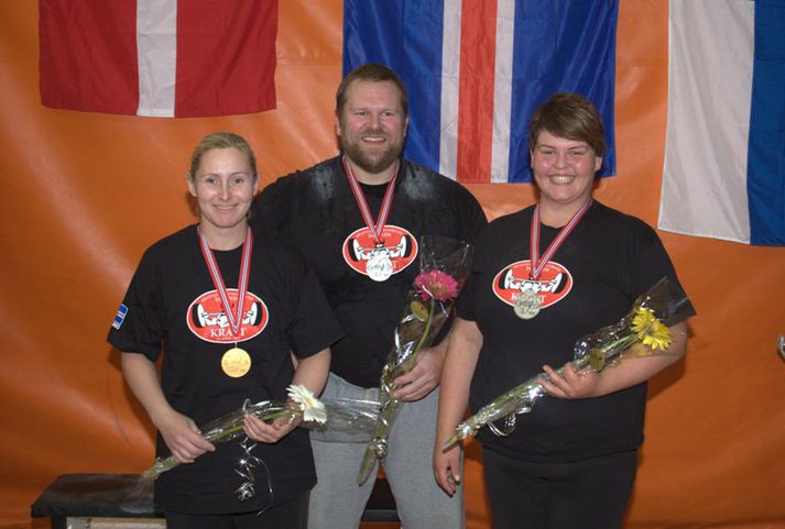 Íslenski hópurinn á NM. Frá vinstri: María Guðsteinsdóttir, Auðunn Jónsson og Lára Bogey Finnbogadóttir.