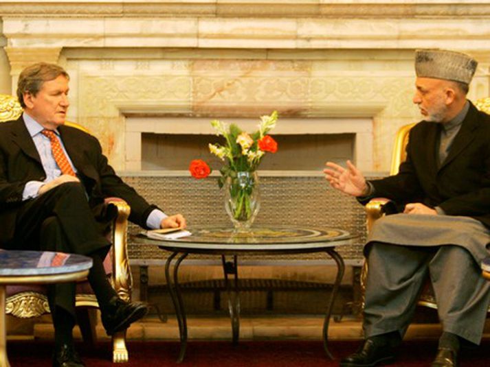 Richard Holbrooke og Hamid Karzai funduðu í forsetahöllinni í Kabúl í dag.