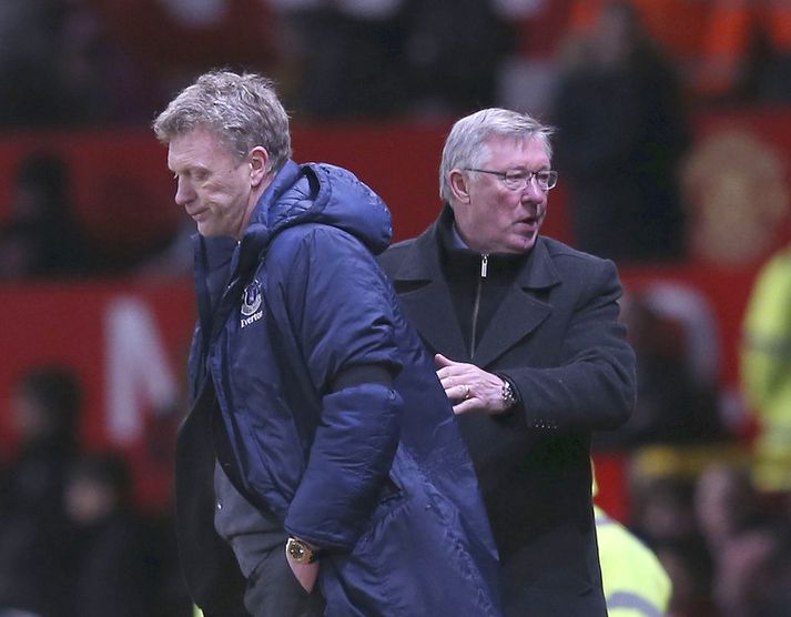 David Moyes og Alex Ferguson á hliðarlínunni árið 2013.