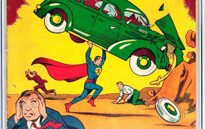 Forsíða hasarblaðsins Action Comics No. 1 frá árinu 1938.