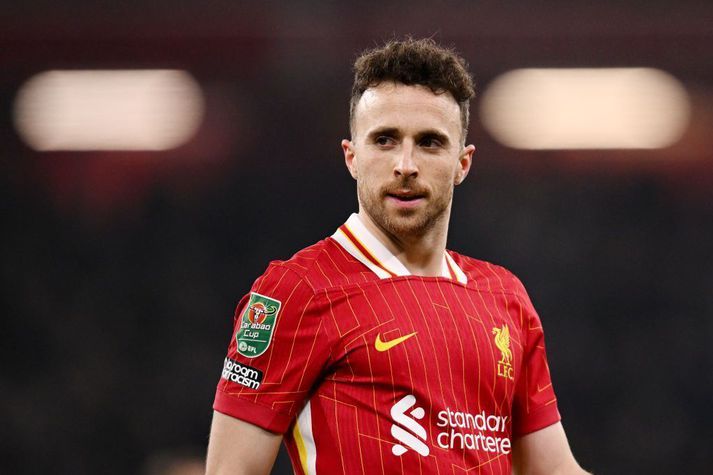 Jota í leik með Liverpool í febrúar síðastliðnum.