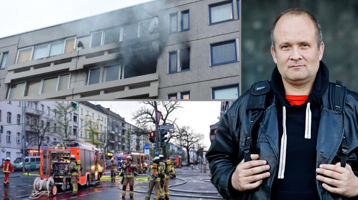 Þórarinn býr í íbúð skáhallt á móti þeirri sem sprenging varð í í nótt.