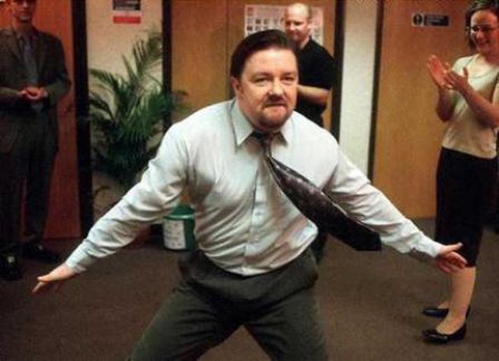 Breski grínarinn Ricky Gervais í hlutverki David Brents í Office-þáttunum.
