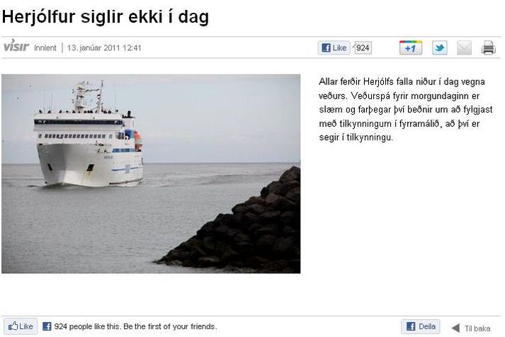 Hér má sjá fréttina áður en henni var breytt, en tæp 1.200 manns hafa nú deilt fréttinni á samskiptavefnum Facebook.