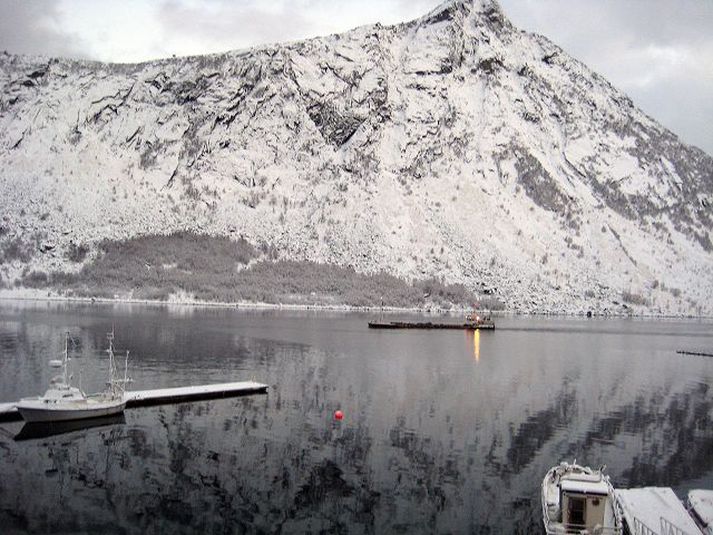 Framkvæmdir Ístaks við grjótgarð í Gryllefjord í Norður-Noregi hófust á þessu ári og á að ljúka í lok næsta árs. Mynd/Þorgils Arason